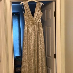 ALL THAT SHIMMERS IS GOLD LIGHT GOLD MAXI DRESS